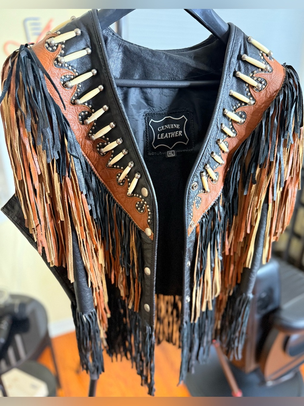 Gorgeous Black & Brown Western Style Fringed
Vest!!!
